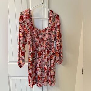 Old Navy Pink Floral Long Sleeve Dress